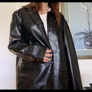 Vintage GV XL black leather blazer